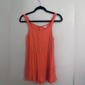 LOVE, FIRE NEW Sleeveless Button Front Romper in Living Coral Girls XL